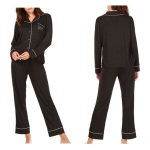 Rae Dunn “Sleep” Pajama PJ Lounge 2 Piece Set Black White Women’s Large NWT
